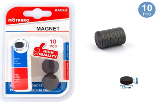 Εικόνα της ΜΑΓΝΗΤΑΚΙΑ ΣΤΡΟΓΓΥΛΑ 10ΤΕΜ 20*3MM