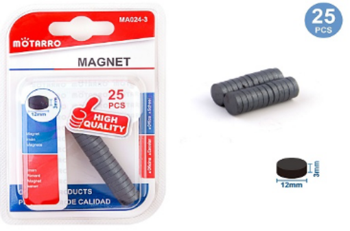 Εικόνα της ΜΑΓΝΗΤΑΚΙΑ ΣΤΡΟΓΓΥΛΑ 25ΤΕΜ 12*3MM